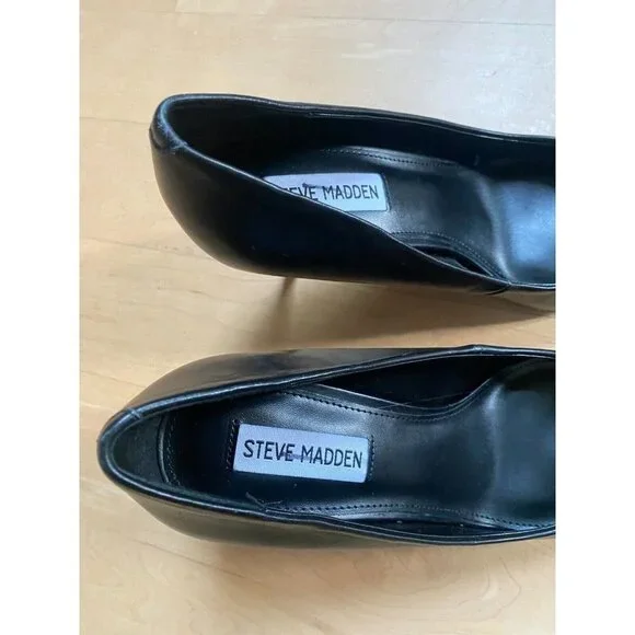 Steve Madden BNWOT "Luiza" black leather pointed toe heels classic - Picture 4 of 9